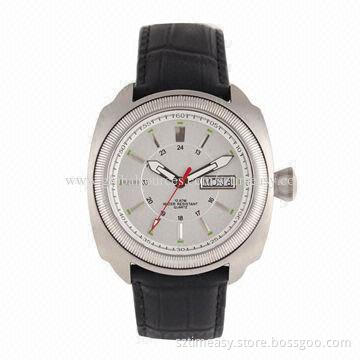 Newly Designed Mechanical Watch with Stainless Steel Case and Leather Band